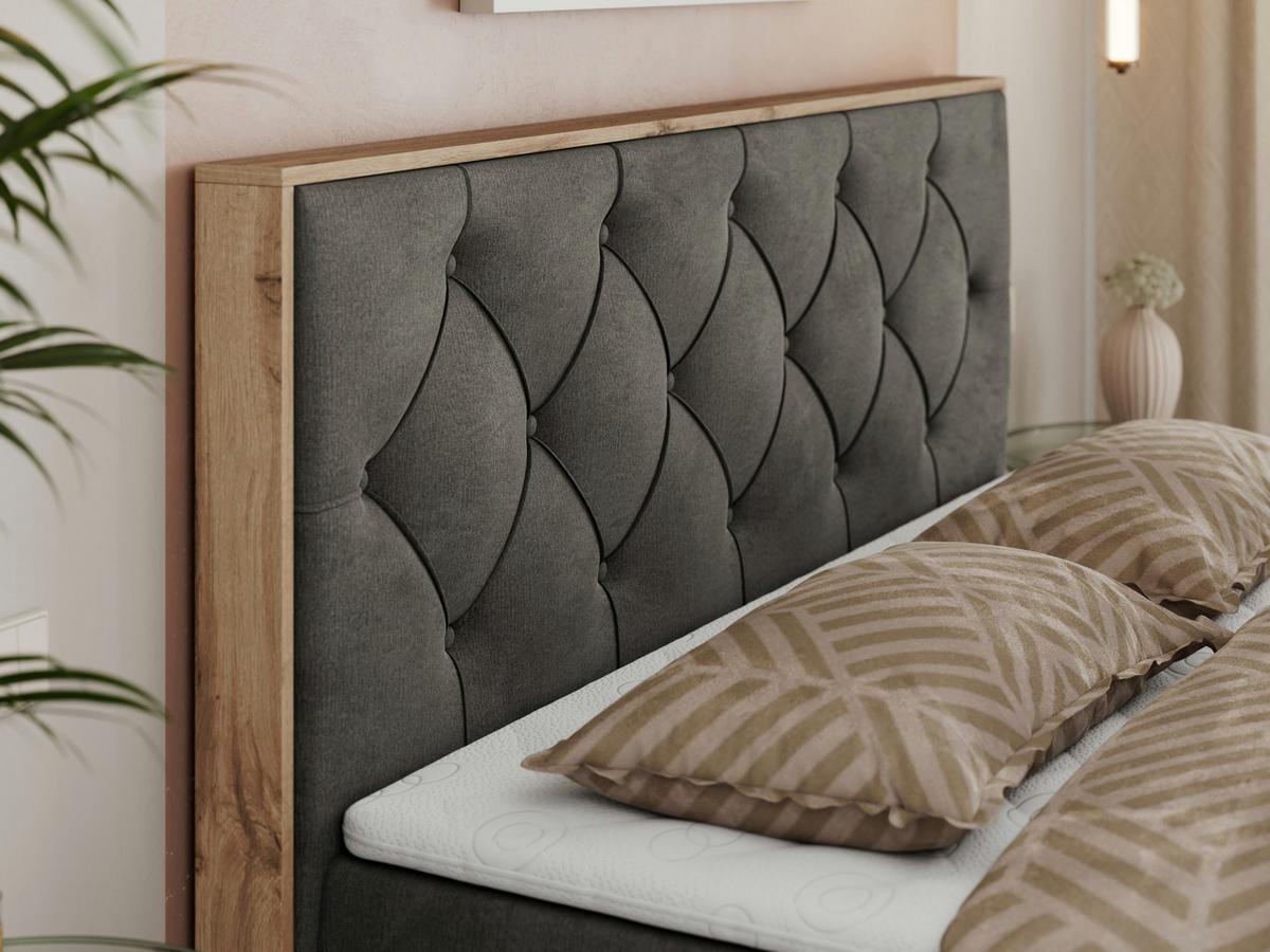 BOXBETT VENETO 140/200 Dunkelgrau Velvet - H3 - Dunkelgrau, Holz/Textil (140/200cm) - MKS