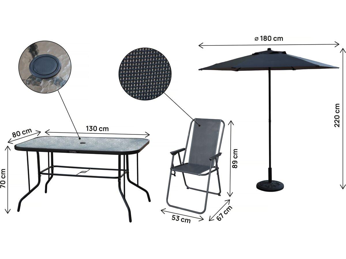 GARTEN-ESSMÖBELENSEMBLE convivia Grau - Anthrazit, Glas - Habitat Garten