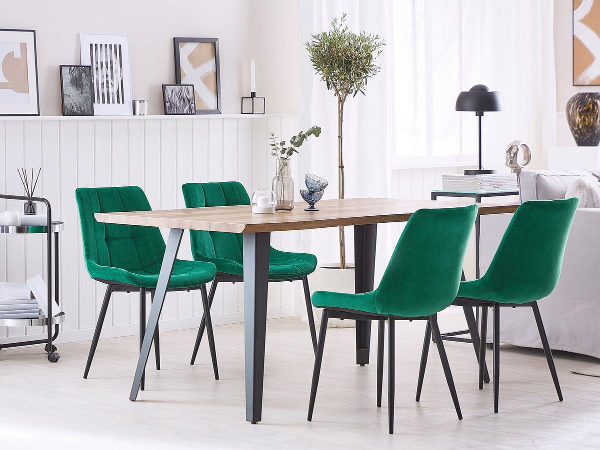 ESSZIMMERSTUHL 2er-Set Samtstoff Grün Melrose - Grün, Textil/Metall (51/82/59cm) - Beliani