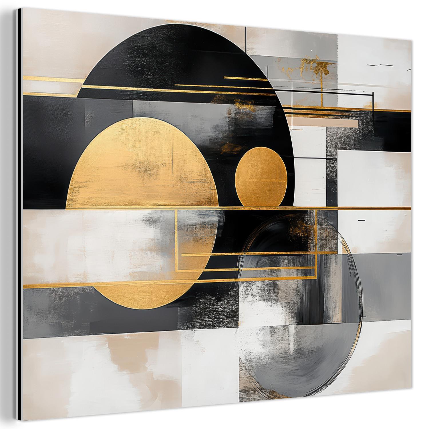 METALLBILD Abstrakt - Gold - Silber - Formen - Ästhetisch - Modern 80x60 cm - Goldfarben, Metall (80/60cm) - MuchoWow