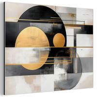 METALLBILD Abstrakt - Gold - Silber - Formen - Ästhetisch - Modern 80x60 cm - Goldfarben, Metall (80/60cm) - MuchoWow