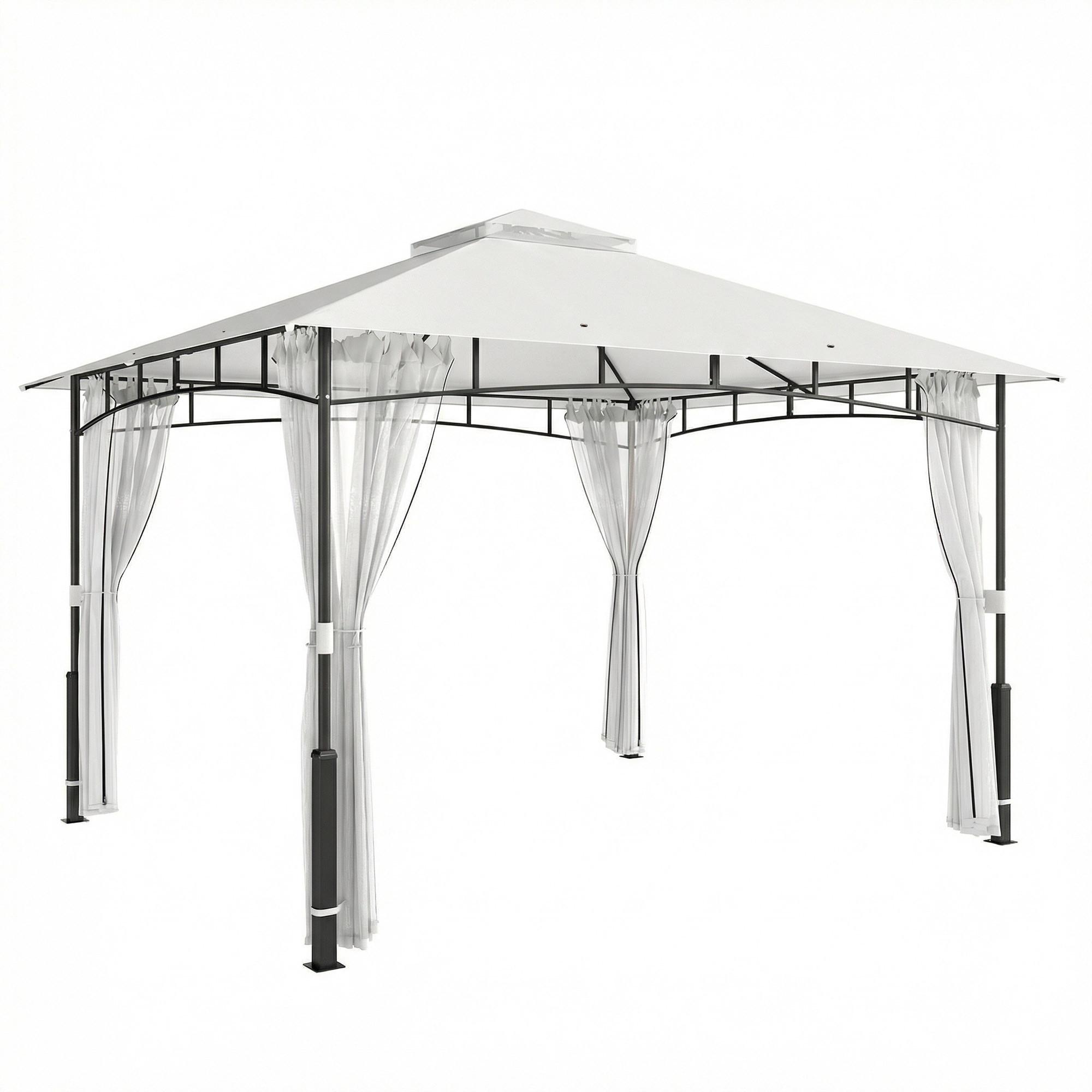 PAVILLON Metall Polyester Schwarz - Schwarz, Textil/Metall (300/275/360cm) - Outsunny