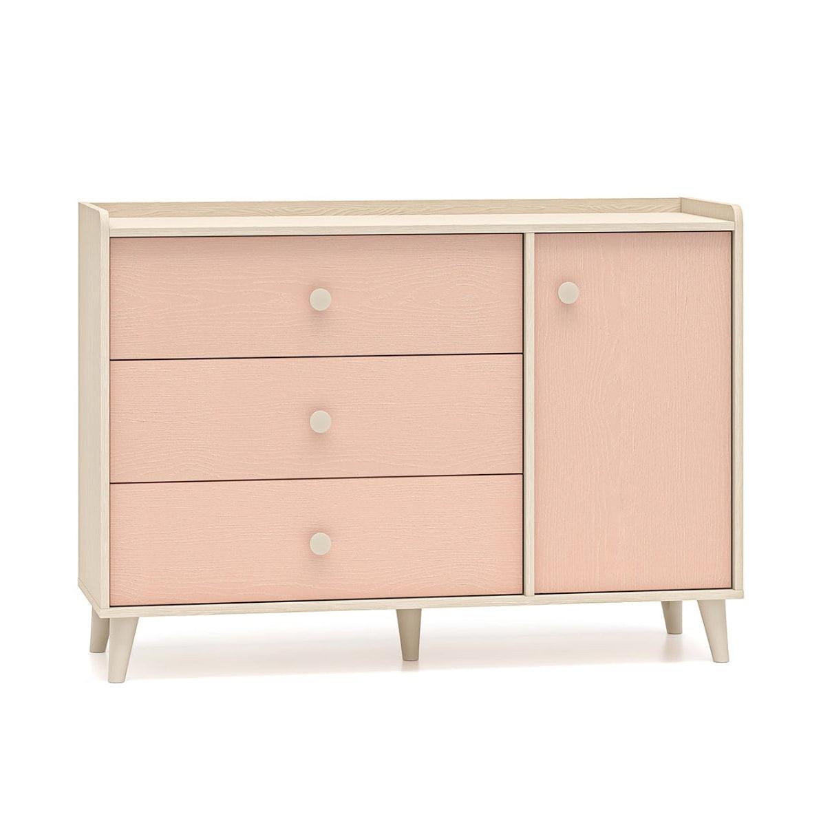 KINDERKOMMODE Alycia Beige - Korallenrosa - Holzeffekt - Pink, Holz (120/85/40cm) - Petits-meubles