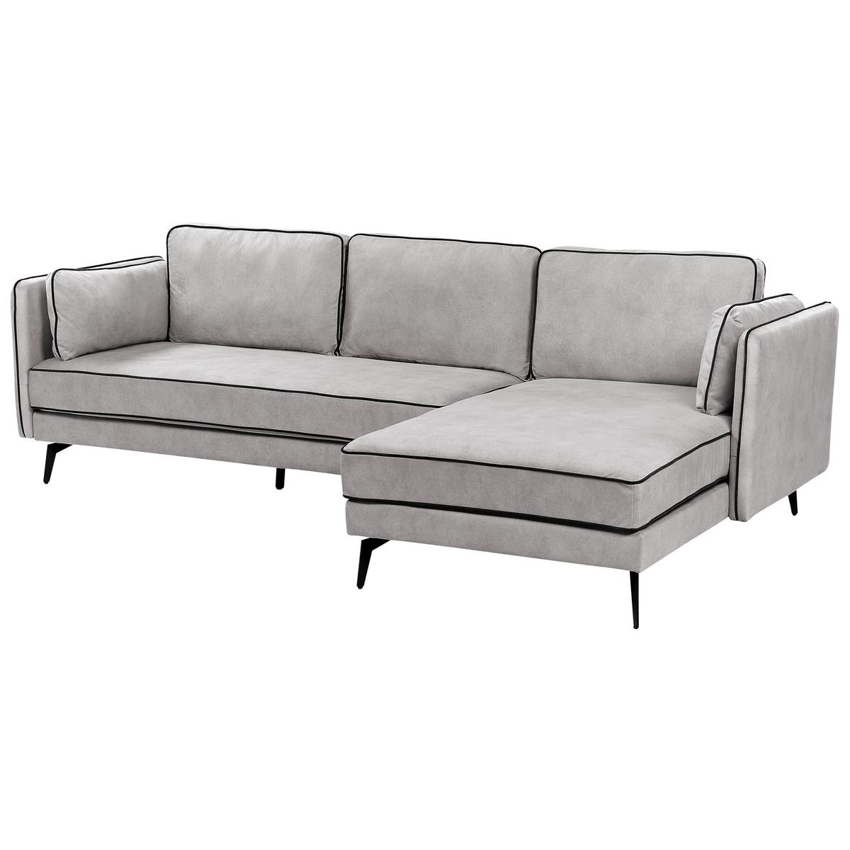 3-SITZER-ECKSOFA Samtstoff Hellgrau Altan - Hellgrau, Textil (268/157cm) - Beliani