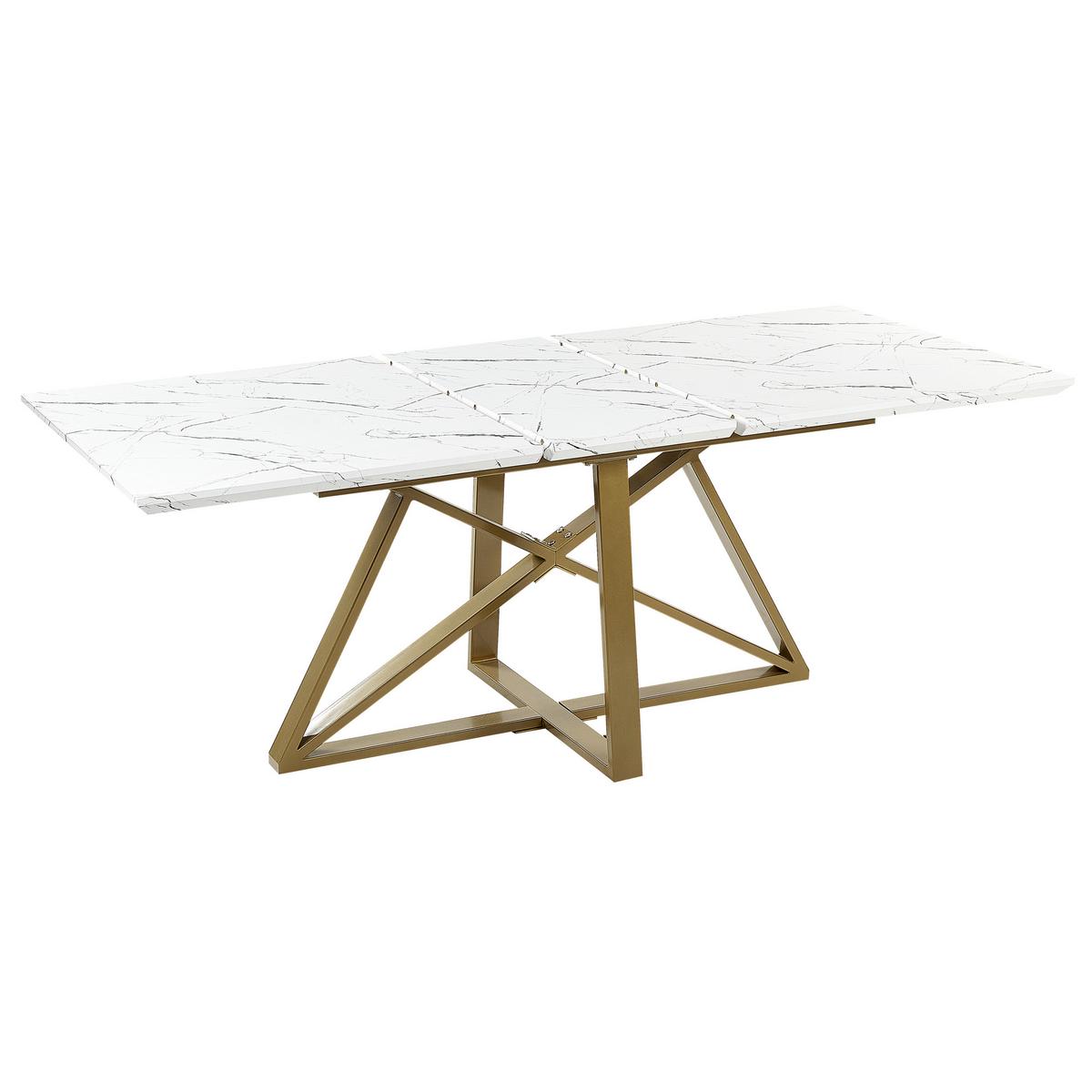 ESSTISCH 160-200/90/77 cm Weiß, Goldfarben Rechteckig Maximus - Weiß, Holzwerkstoff (200/90/77cm) - Beliani