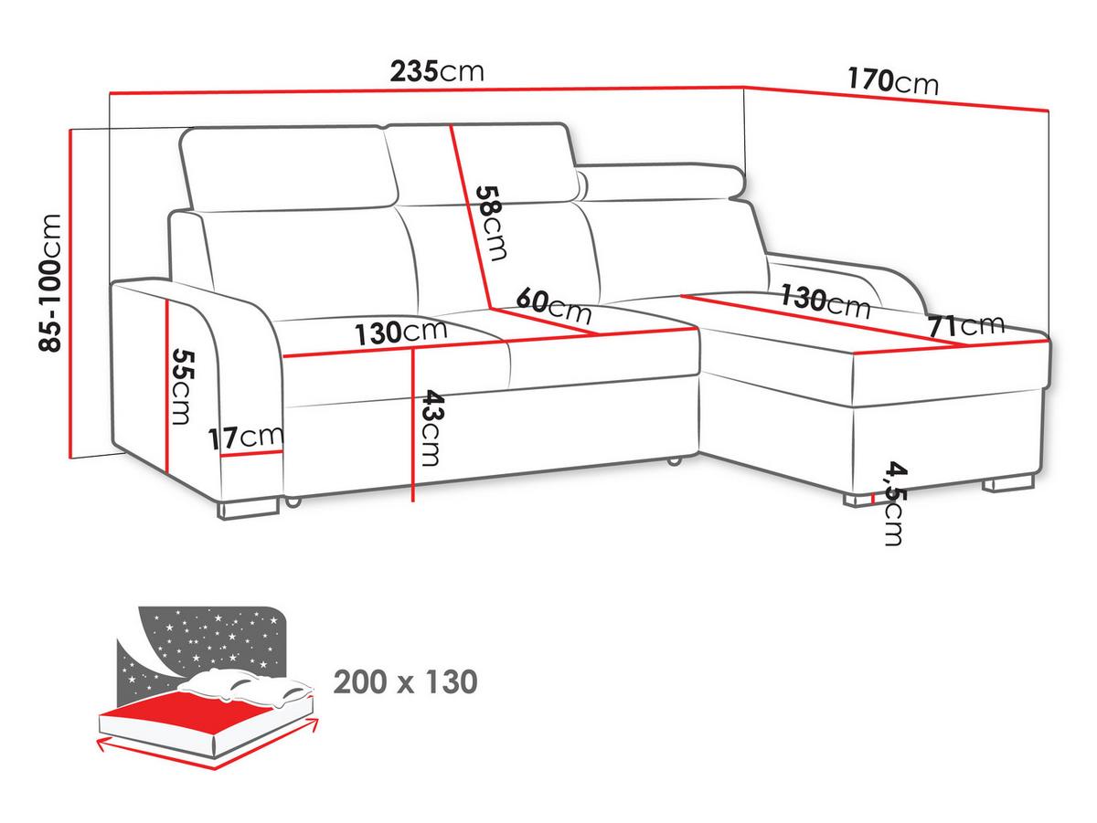 ECKSOFA Oslo 2rLC - Hellbraun/Silberfarben, Holz/Textil (235/170cm) - MIRJAN24