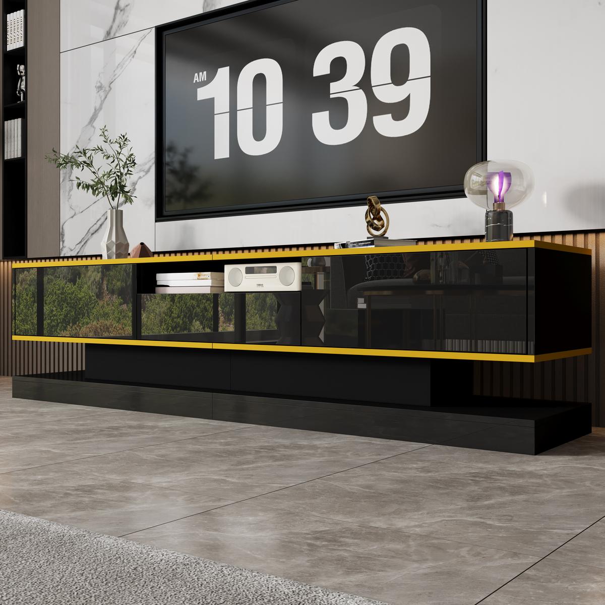 TV LOWBOARD Schwarz 180/38/45 cm - Schwarz, Holzwerkstoff (38/45/180cm) - Urban Meuble