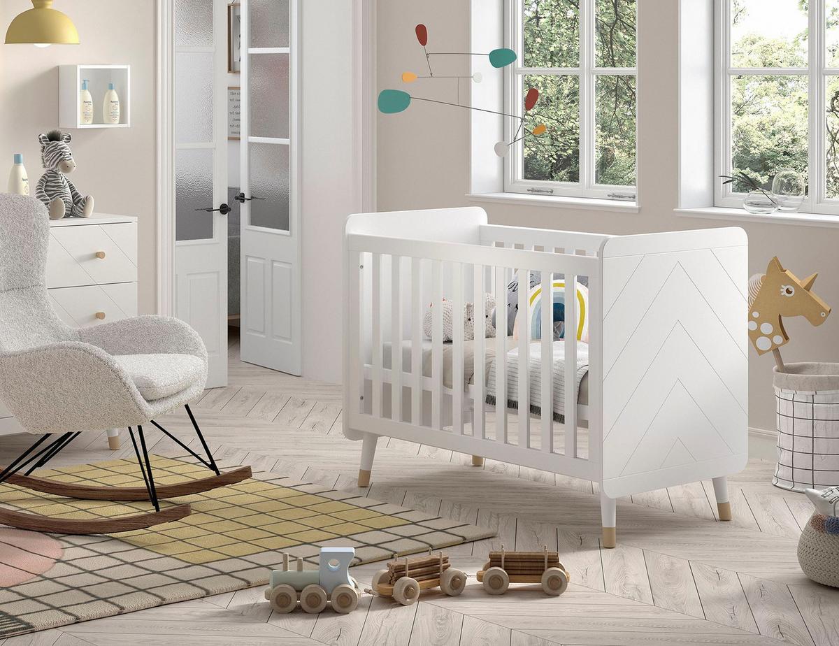 BABYBETT Kamillah 124x96x68 aus MDF in Satin Weiß - Weiß, Holzwerkstoff (60/120cm) - 58aufmkessel