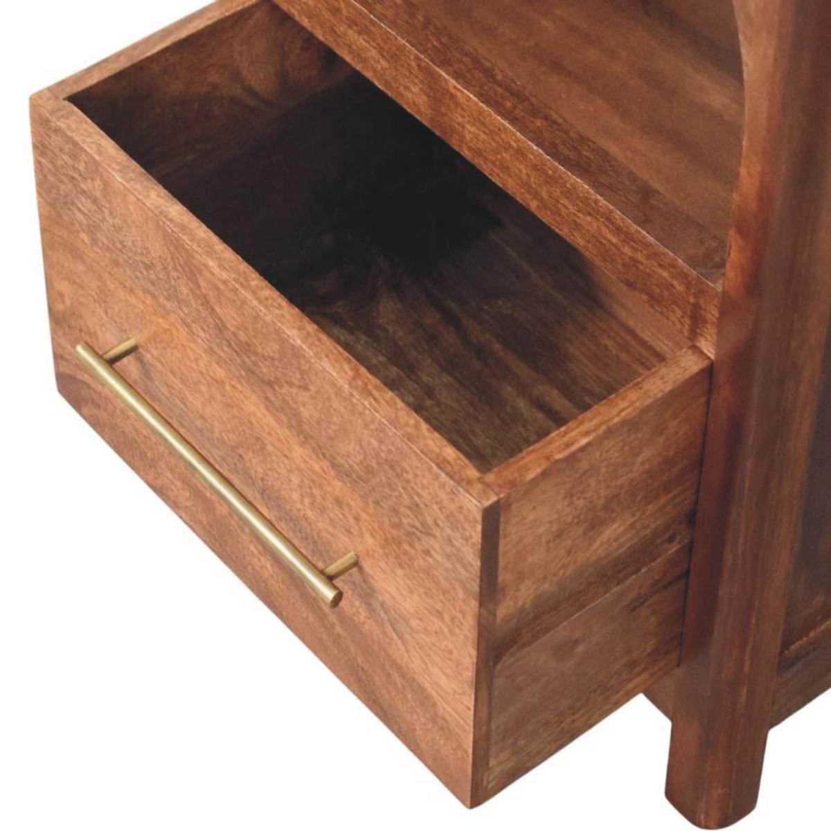 NACHTTISCH mit Roasted-Almond-Finish, 1 Schublade, 1 offene Ablage, sanftes Braun. - Goldfarben/Braun, Holz/Metall (45/55/35cm) - Artisan Furniture