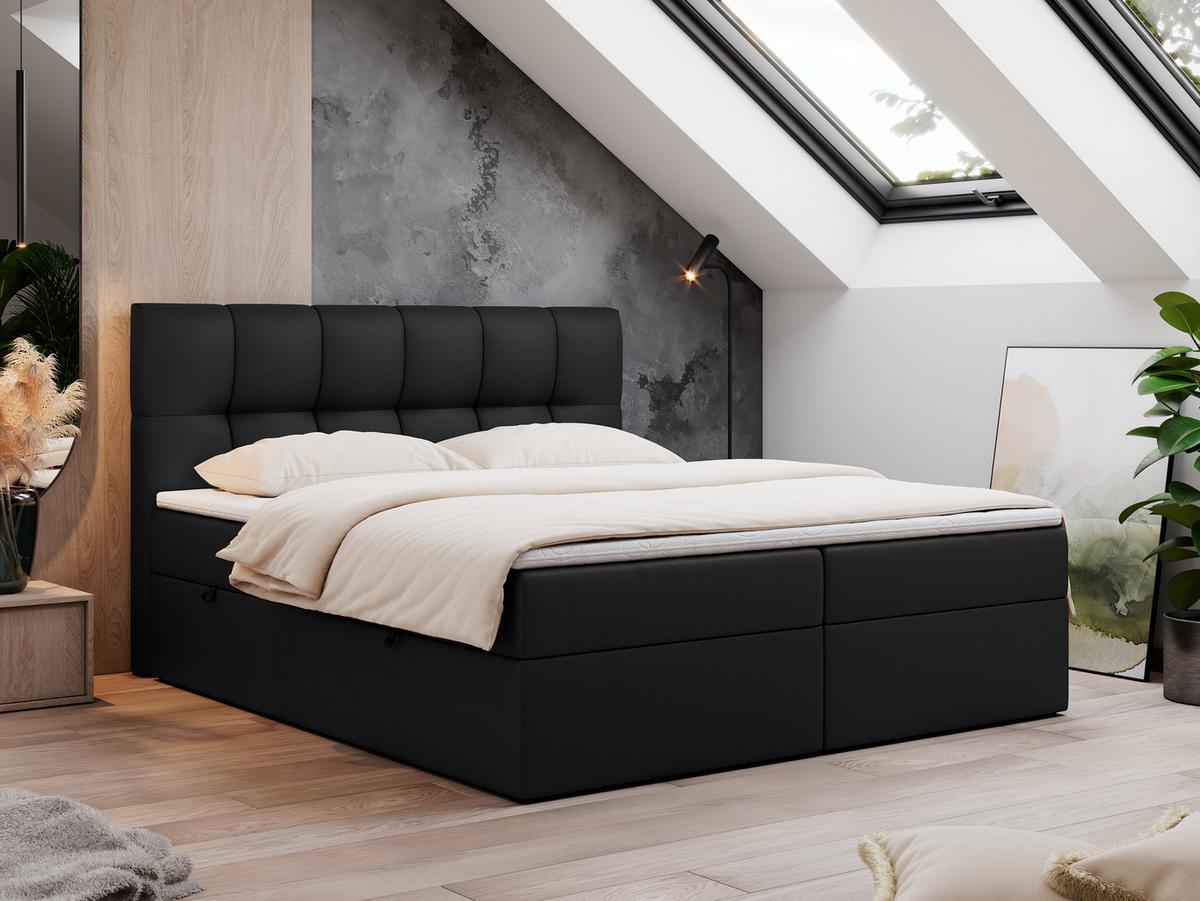BOXBETT RICO 200/200 Schwarz Kunstleder - H4 - Schwarz, Holz/Textil (200/200cm) - MKS
