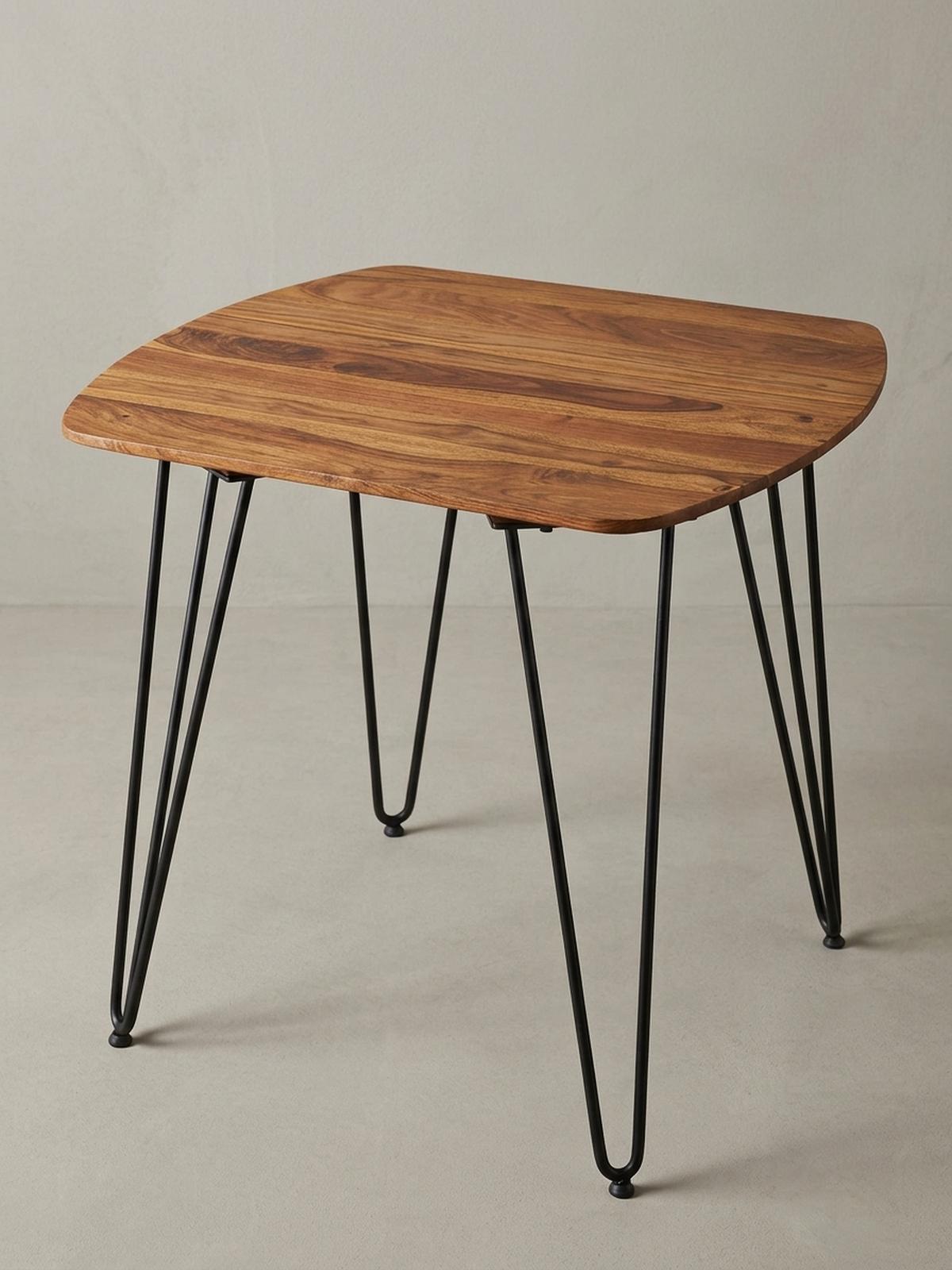ESSZIMMERTISCH – Massivholz Braun 80x80x76 cm Modern abgerundete Ecken - Schwarz/Braun, Holz/Metall (80/80/76cm) - KADIMA DESIGN