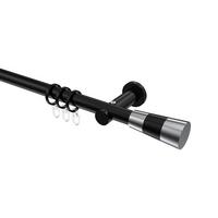 GARDINENSTANGE Platon Tanara 540 cm (geteilt in 3 x 180 cm), 1-läufig, 20 mm Ø Schwarz - Chromfarben/Schwarz, Metall (540cm) - INTERDECO