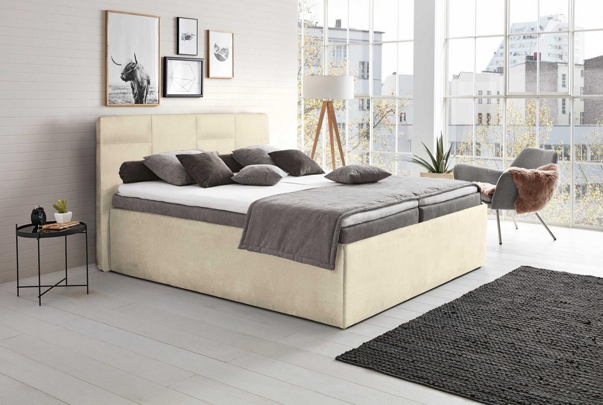 POLSTERBETT Damas Beige 160 x 200 x 32 cm Mit hochwertiger Matratze H3 (bis 120 kg) und Lattenrost - Beige, Holz (160/200cm) - Halmon Schlafkomfort Betten 