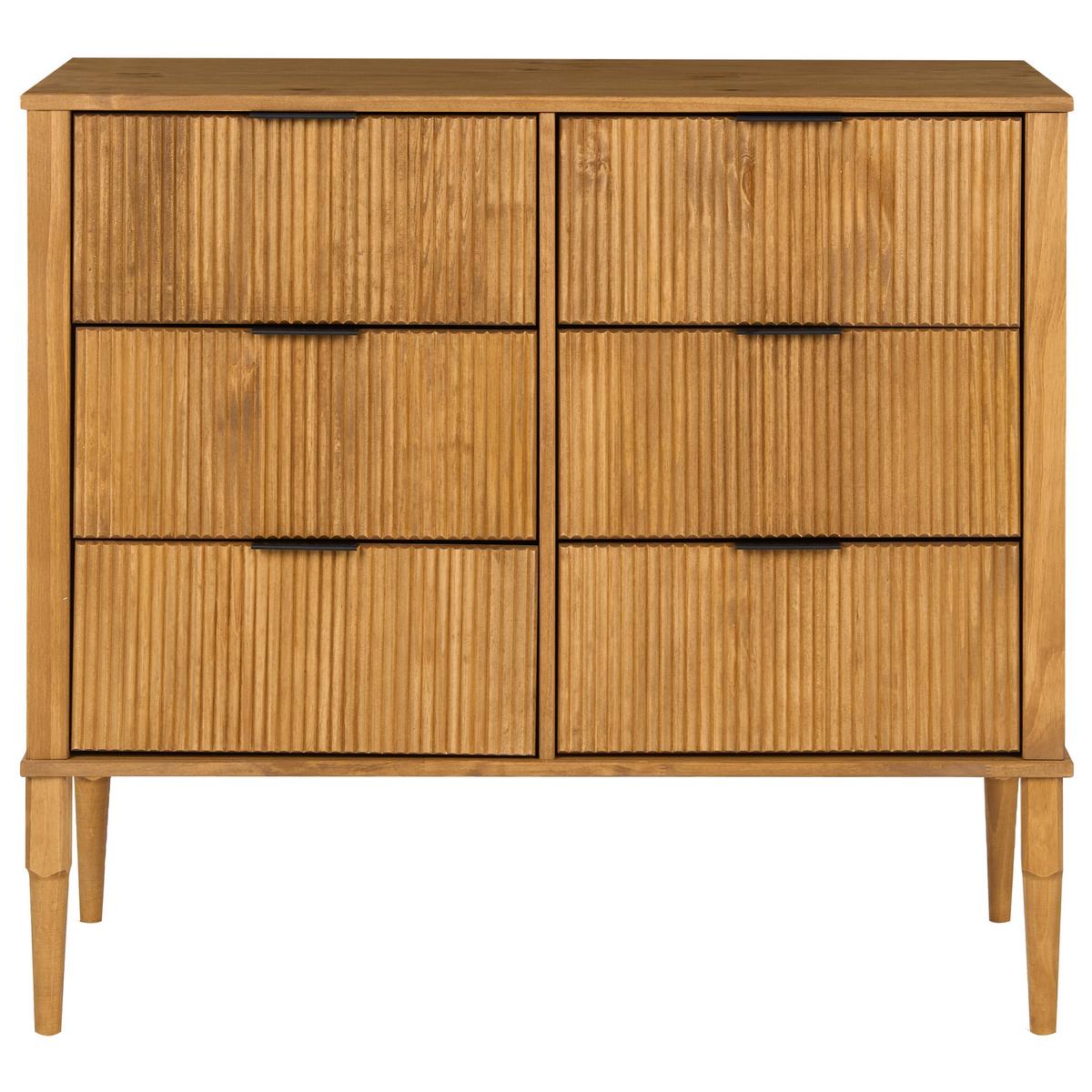 KOMMODE mit 6 Schubladen Kiefernholz Hellbraun Tauriac - Hellbraun/Braun, Holz (100/90/45cm) - Beliani