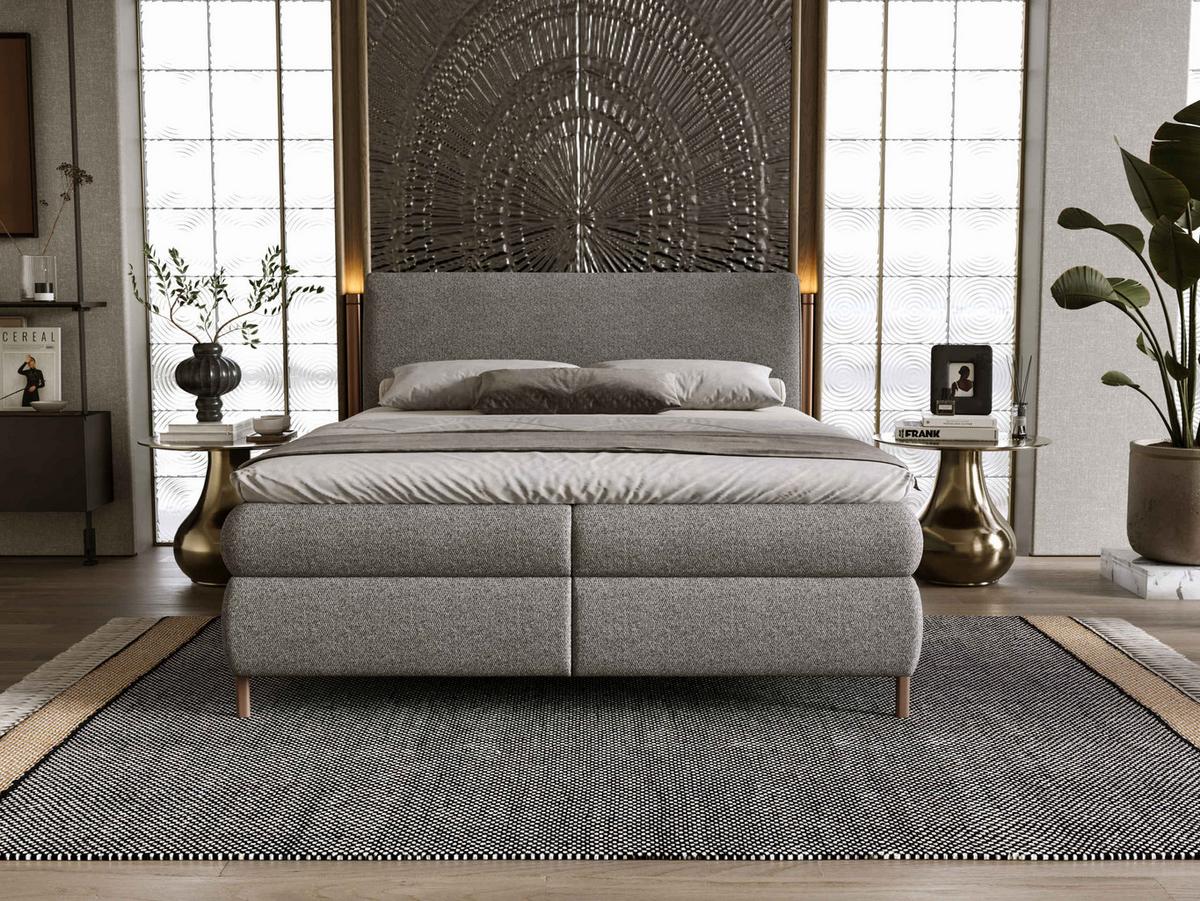 BOXBETT Evia - H3 - Braun/Grau, Holzwerkstoff/Textil (180/200cm) - MIRJAN24