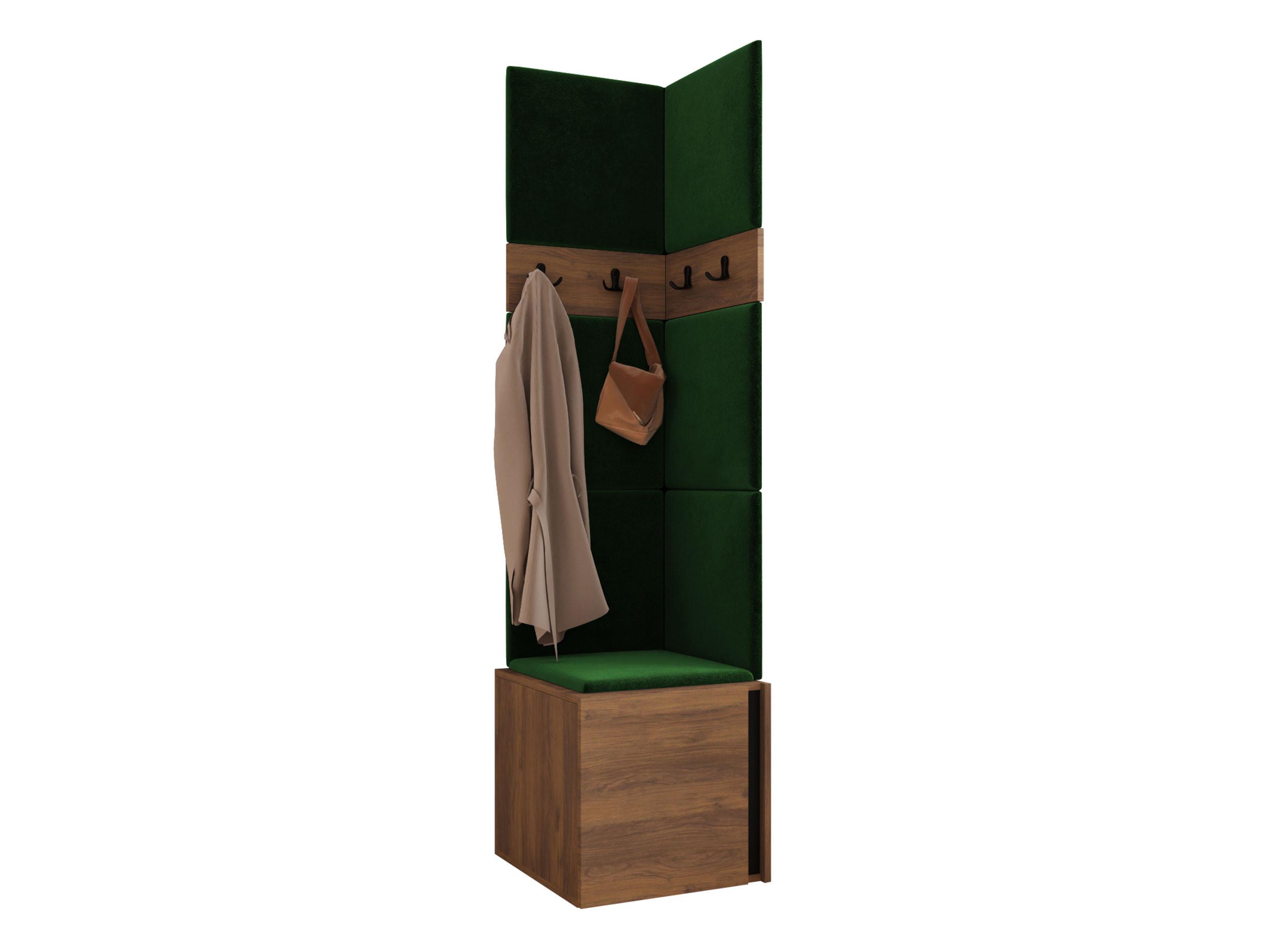 GARDEROBEN-SET Orion XXI - Nussbaumfarben/Grün, Holzwerkstoff/Kunststoff (42/186/46cm) - MIRJAN24
