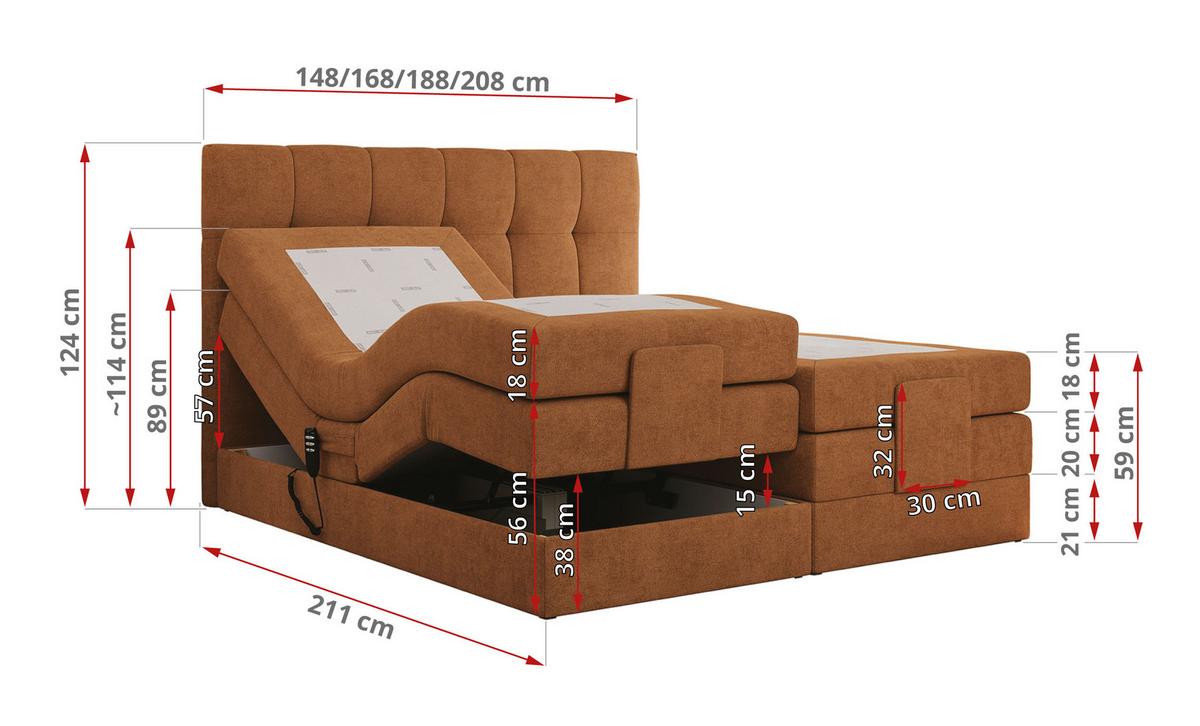 BOXBETT VITTORIA 200/200 - Orange Struktur - H3 - Orange, Holz/Textil (200/200cm) - MKS