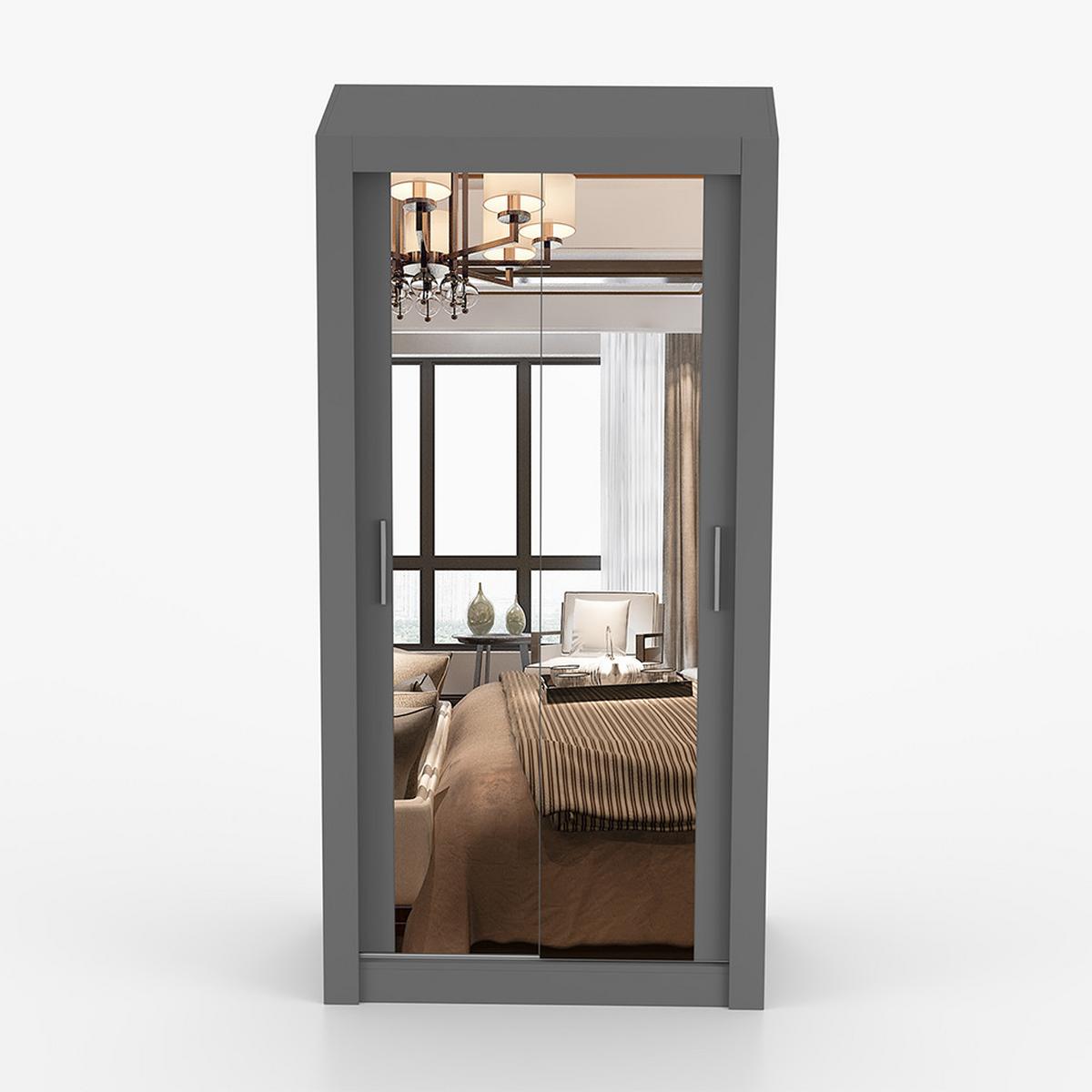 KLEIDERSCHRANK Milan 100 cm, 100/200/64, 2-türig, grau - Grau, Holzwerkstoff (100/200/64cm) - imoebel24