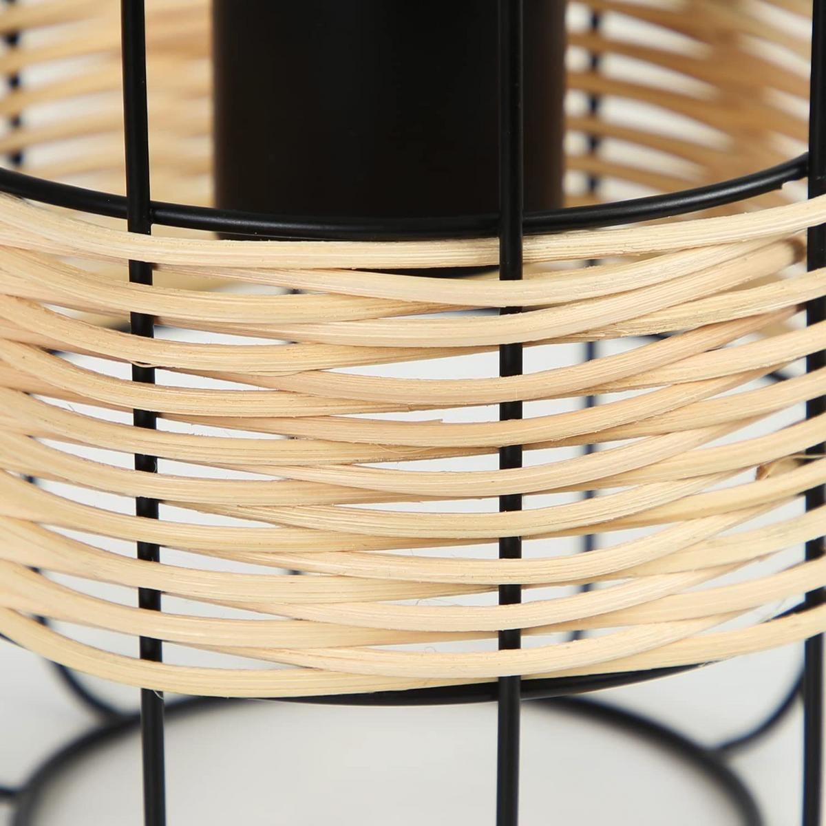 PENDELLEUCHTE Rattan 25/25/135 cm - Schwarz, Metall (25/25/135cm) - Nettlife