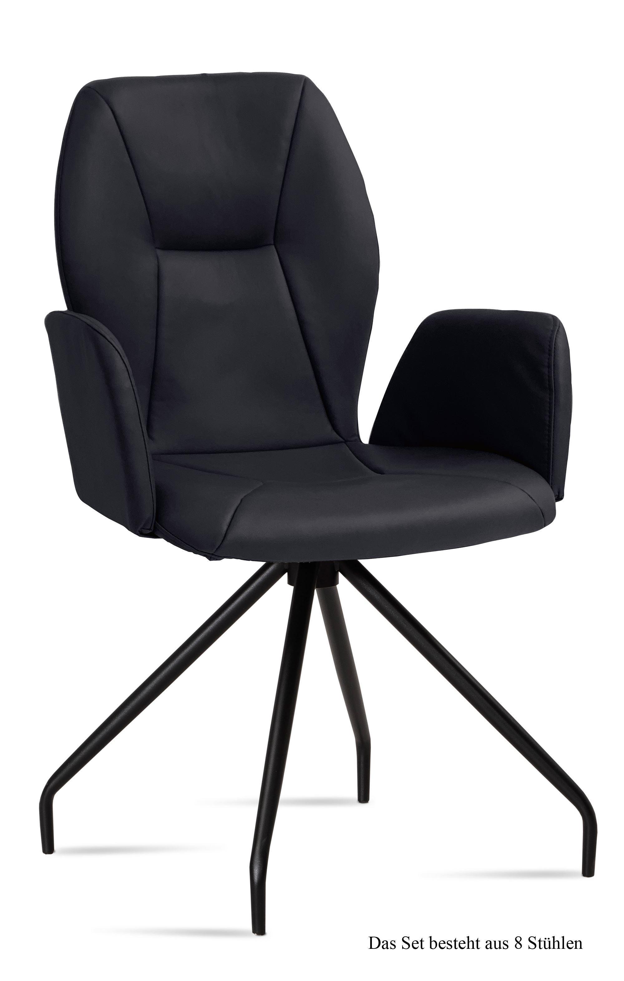 ARMLEHNSTUHL (8er-Set) Dionis 58x92x60 Schwarz/Anthrazit - Anthrazit/Schwarz, Kunststoff (60/92/58cm) - 58aufmkessel