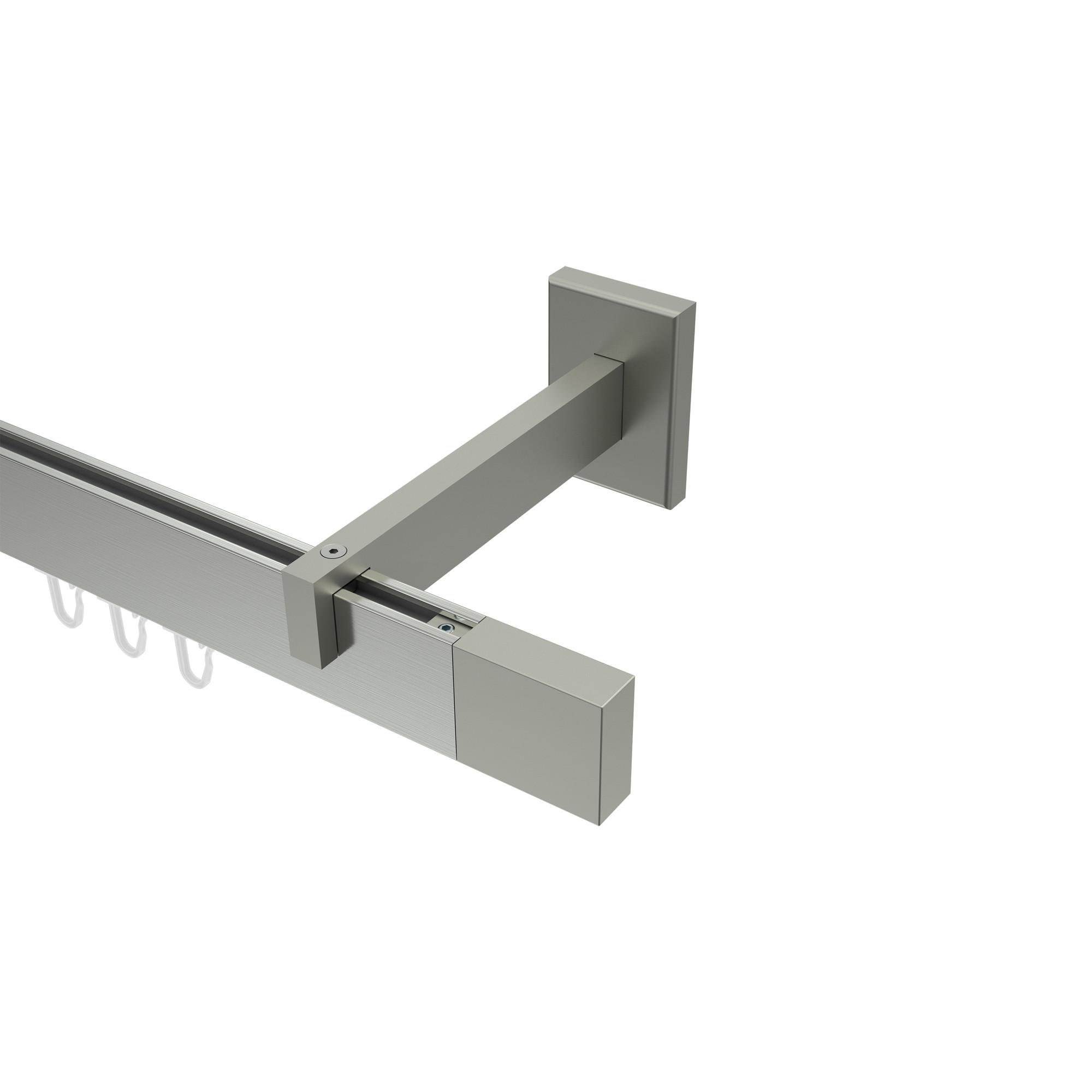 GARDINENSTANGE INNENLAUF Smartline Lox 320 cm (geteilt in 2 x 160 cm), 1-läufig, 14x35 mm Edelstahl-Optik - Edelstahlfarben, Metall (320cm) - INTERDECO