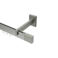 GARDINENSTANGE INNENLAUF Smartline Lox 320 cm (geteilt in 2 x 160 cm), 1-läufig, 14x35 mm Edelstahl-Optik - Edelstahlfarben, Metall (320cm) - INTERDECO