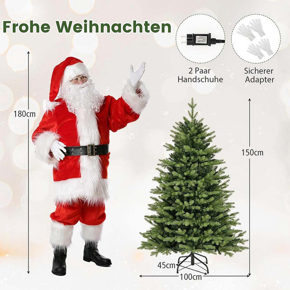WEIHNACHTSBAUM mit 11 Lichtmodi 150cm Grün - Grün, Metall (150cm) - COSTWAY
