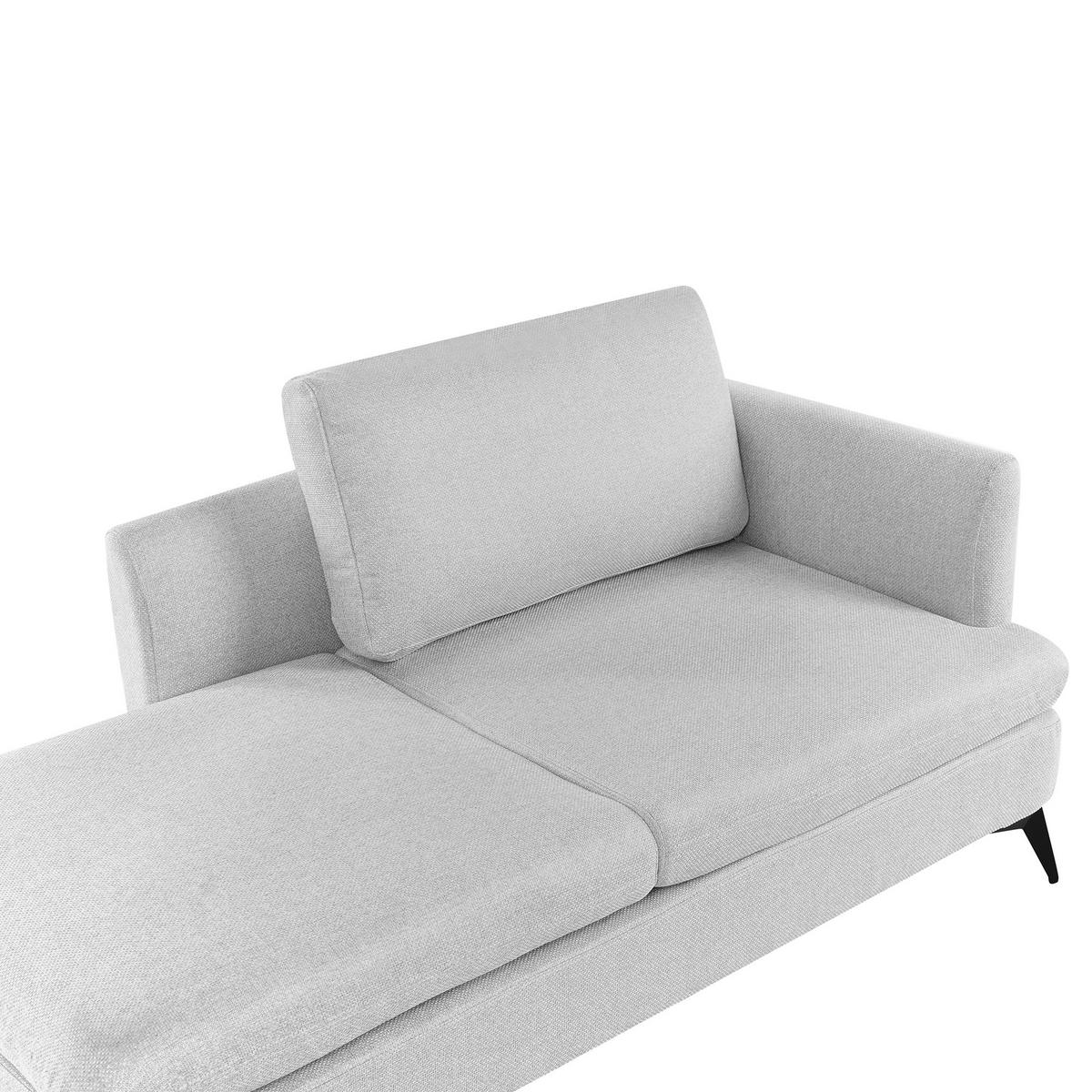 CHAISELONGUE-RECHTSSEITIGE Stoff Hellgrau Sievoz - Hellgrau/Schwarz, Textil (155/84/85cm) - Beliani