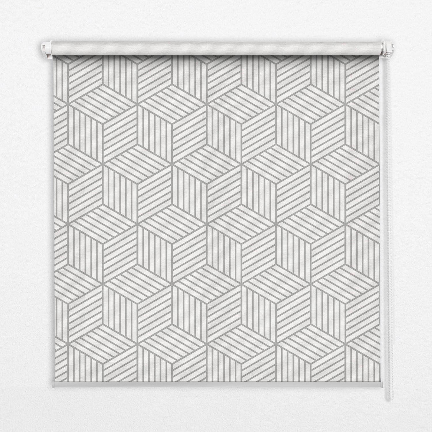 INNENROLLO - Fensterrollo - Rollo - 90x140 cm - 3D-Würfel - Braun, Kunststoff (90/140/0.5cm) - TULUP