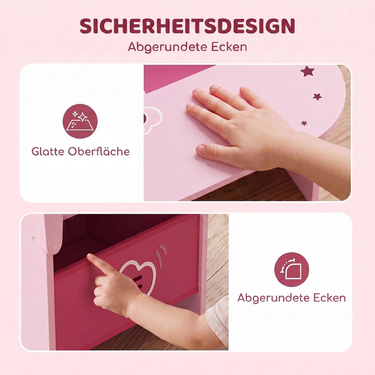 KINDERTISCH-MIT-STUHL MDF Vliesstoff Rosa - Rosa, Holzwerkstoff (51/59/58.5cm) - AIYAPLAY