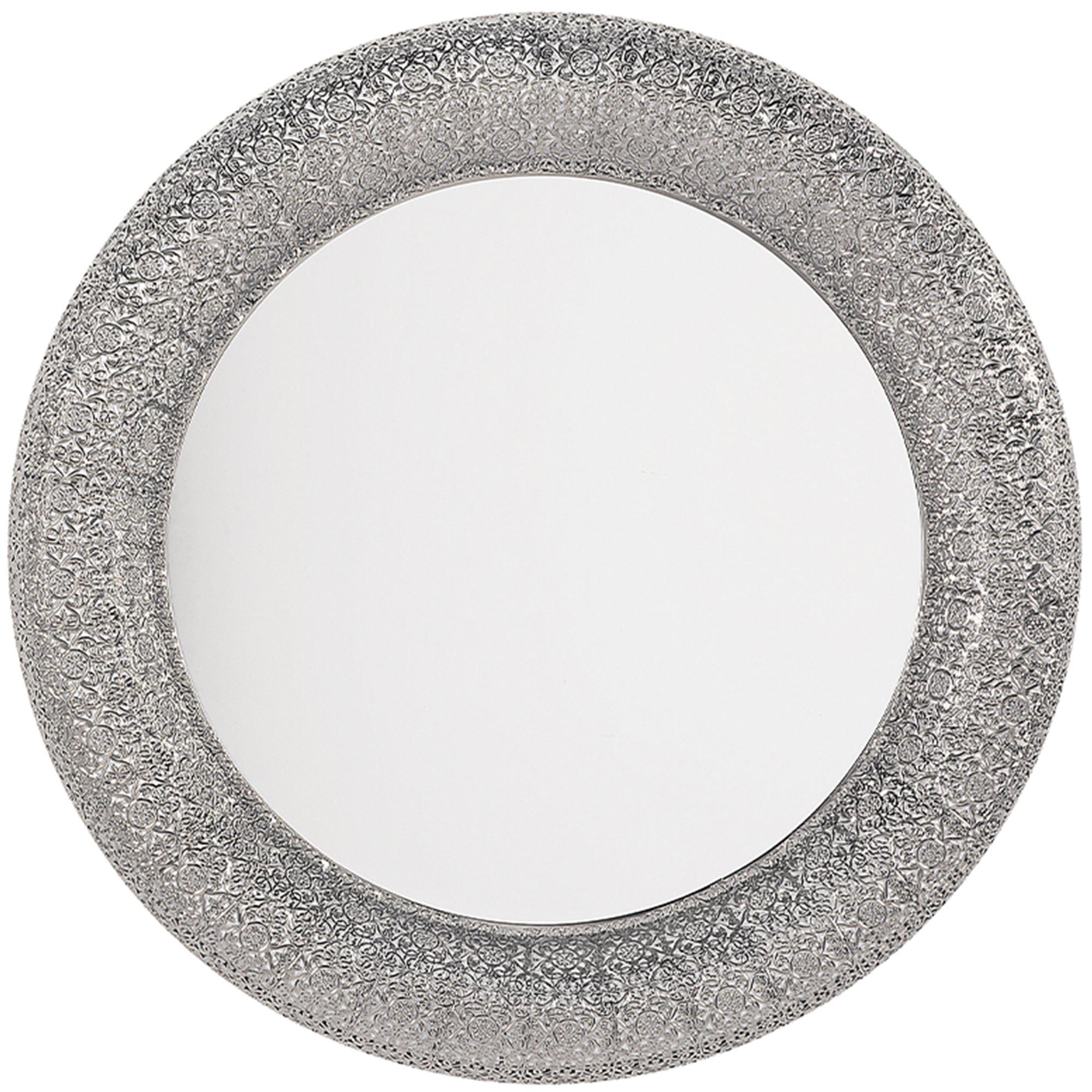 WANDSPIEGEL silber rund 80 cm Channay - Silberfarben, Metall (80/80/5cm) - Beliani