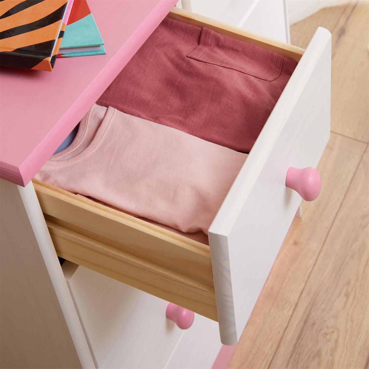 KOMMODE RONDO weiß/rosa - Weiß/Rosa, Holz (79/74/35cm) - IDIMEX