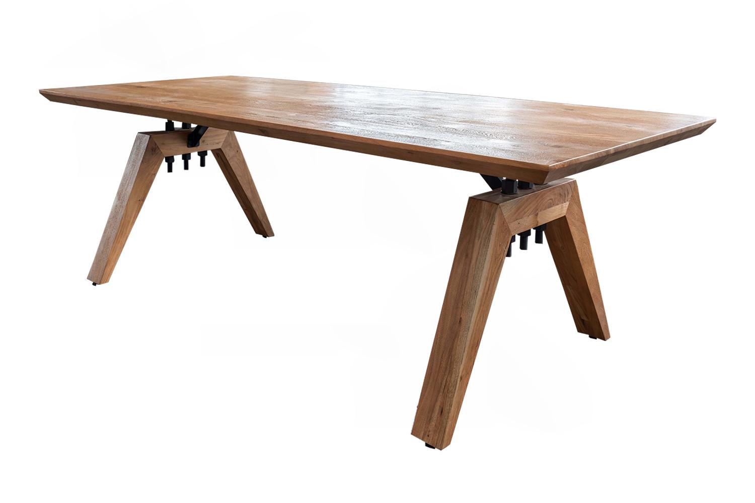 ESSTISCH MIT SCHWEIZER KANTE WOODY Braun Akazie - Schwarz/Braun, Akazienholz/Holz (100/220/78cm) - KAWOLA