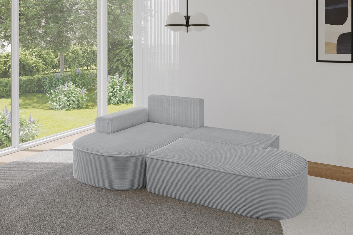 ECKSOFA mit Schlaffunktion und Bettkasten Ottomane Links MARI-L1-S - 283x167x73 cm Grau Cord - Graphitfarben/Schwarz, Holzwerkstoff/Kunststoff (283/167cm) - ALTDECOR