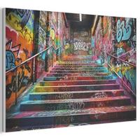 AKUSTIKBILD Treppe - Graffiti - Farben - Kunst Akustikpaneele 90x60 cm - Multicolor, Kunststoff (90/60/0.9cm) - MuchoWow