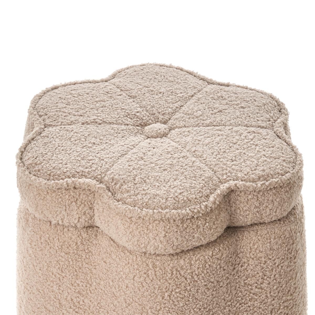 KINDERHOCKER mit Stauraum Bouclé Beige Blume Flower - Beige/Schwarz, Textil (40/38/40cm) - Beliani