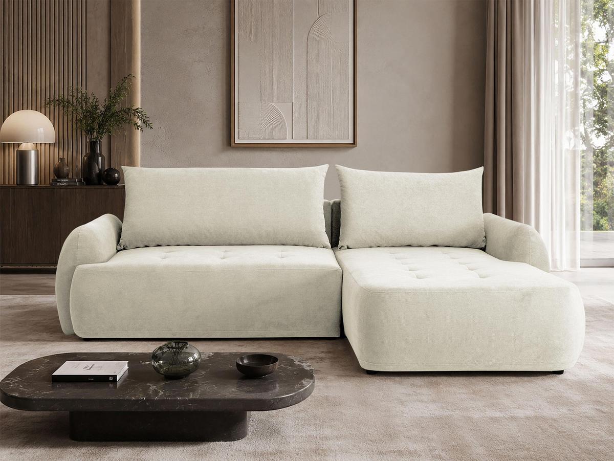 ECKSCHLAFSOFA Bueno II, Seite: Rechts - Creme/Schwarz, Holz/Textil (280/185cm) - MIRJAN24