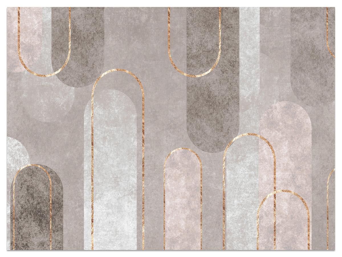 FOTOTAPETE für Wohnzimmer Geometrische Bögen Beige Beton 250x175 - Beige/Braun, Papier (250/175cm) - Muralo