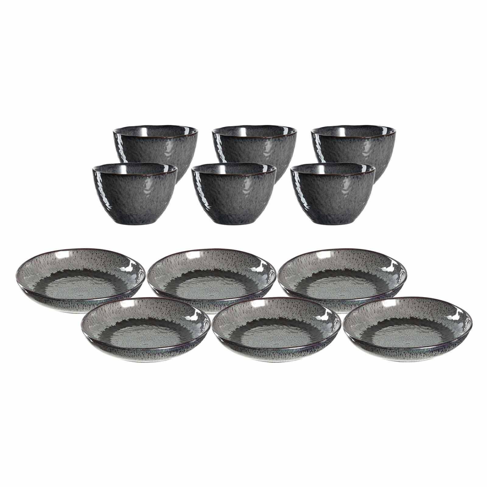 TELLERSET Matera anthrazit 12er Set - Anthrazit, Keramik (2/2/2cm) - Leonardo Living