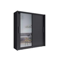 SCHWEBETÜRENSCHRANK FRISKA 204,4/214,4/62cm 2-türig mit Spiegel Grau - Grau, Holzwerkstoff (204.4/214.4/62cm) - MASSENO