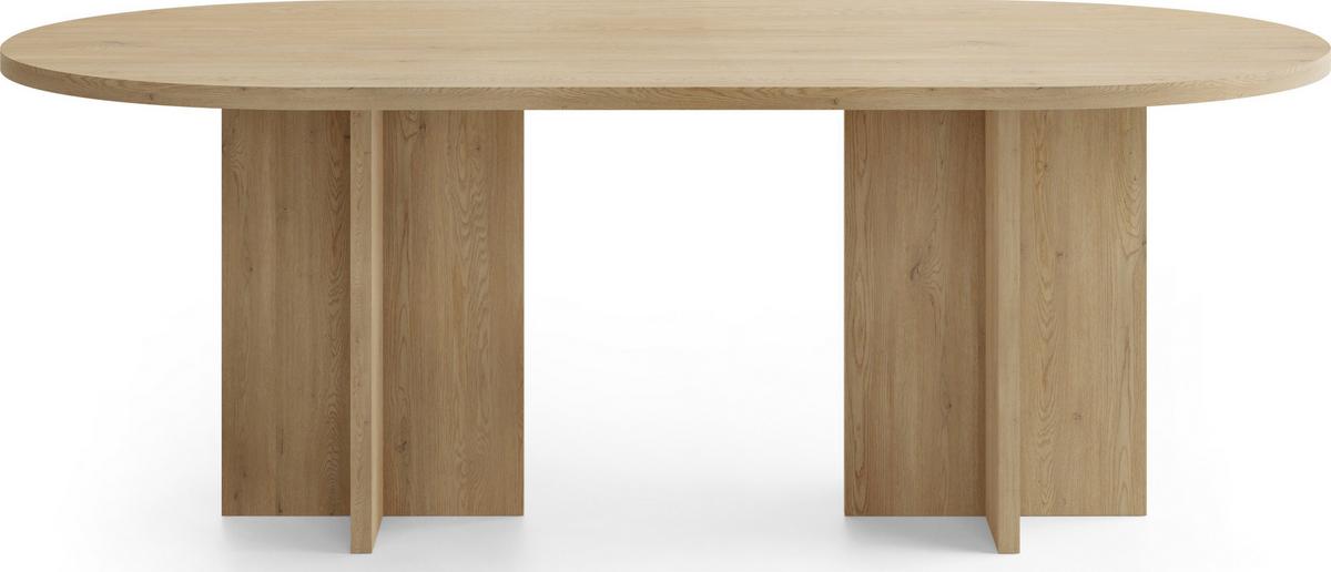 ESSTISCH Aster oval, Eiche Hellbraun 204/90/75 cm - Schwarz/Akaziefarben, Holzwerkstoff (90/204/75cm) - WFL GROUP