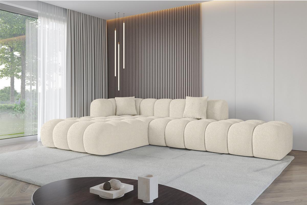 ECKSOFA Ottomane Links OLEA-L2 - 289x176x71 cm Creme - Creme/Schwarz, Holzwerkstoff/Kunststoff (289/176cm)