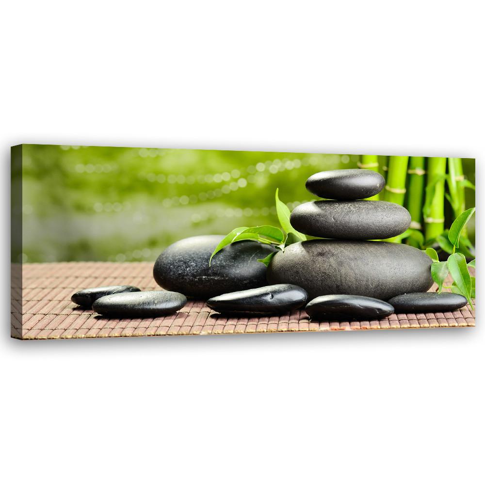 WANDBILD zen spa steine - Grün, Textil (90/30cm) - Feeby