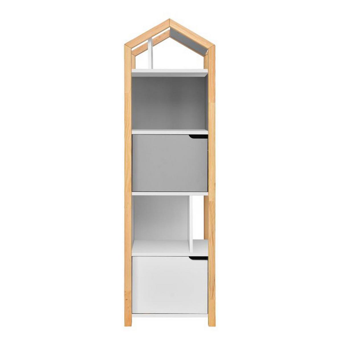 BÜCHERREGAL Grau und weiß - Weiß, Holzwerkstoff (46/160/37cm) - Petits-meubles