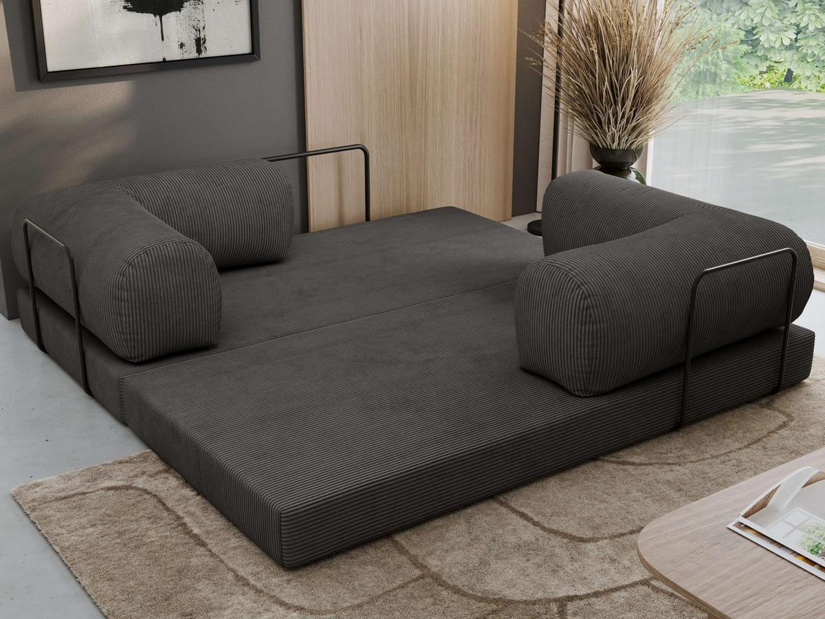 3-SITZER SOFA ORSETTO - Dunkelgrau Cord - Dunkelgrau/Schwarz, Textil/Metall (200/70/100cm) - MKS