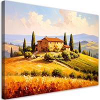 LEINWANDBILD Toskana Landschaft Ansicht 90x60cm - Beige, Textil (90/60cm) - Feeby