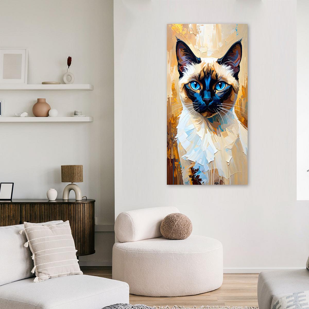 LEINWANDBILD Sphinx bunte Katze 40x80cm - Beige, Textil (40/80cm) - Feeby