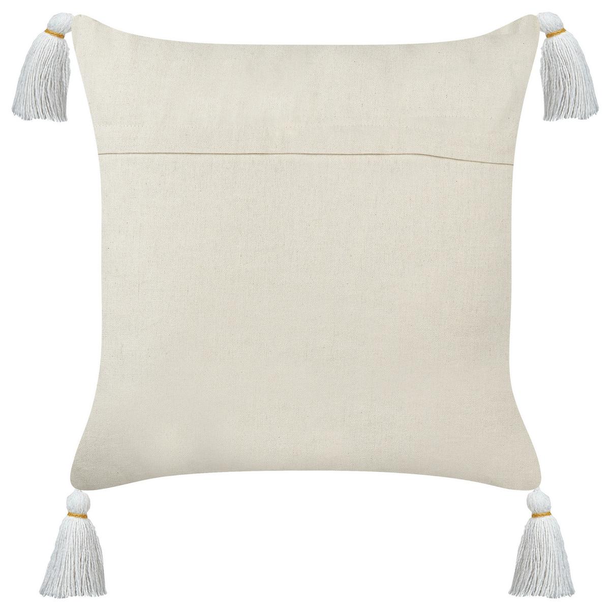 DEKOKISSEN 2er-Set Weiß 45/45 cm Azalia - Gelb/Weiß, Textil (45/45cm) - Beliani