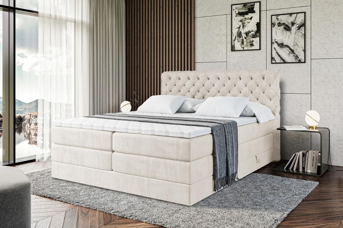 BOXSPRINGBETT BOXI8 KING - 180x200 - H3/H4 - Creme - Creme, Holzwerkstoff (180/200cm) - ALTDECOR