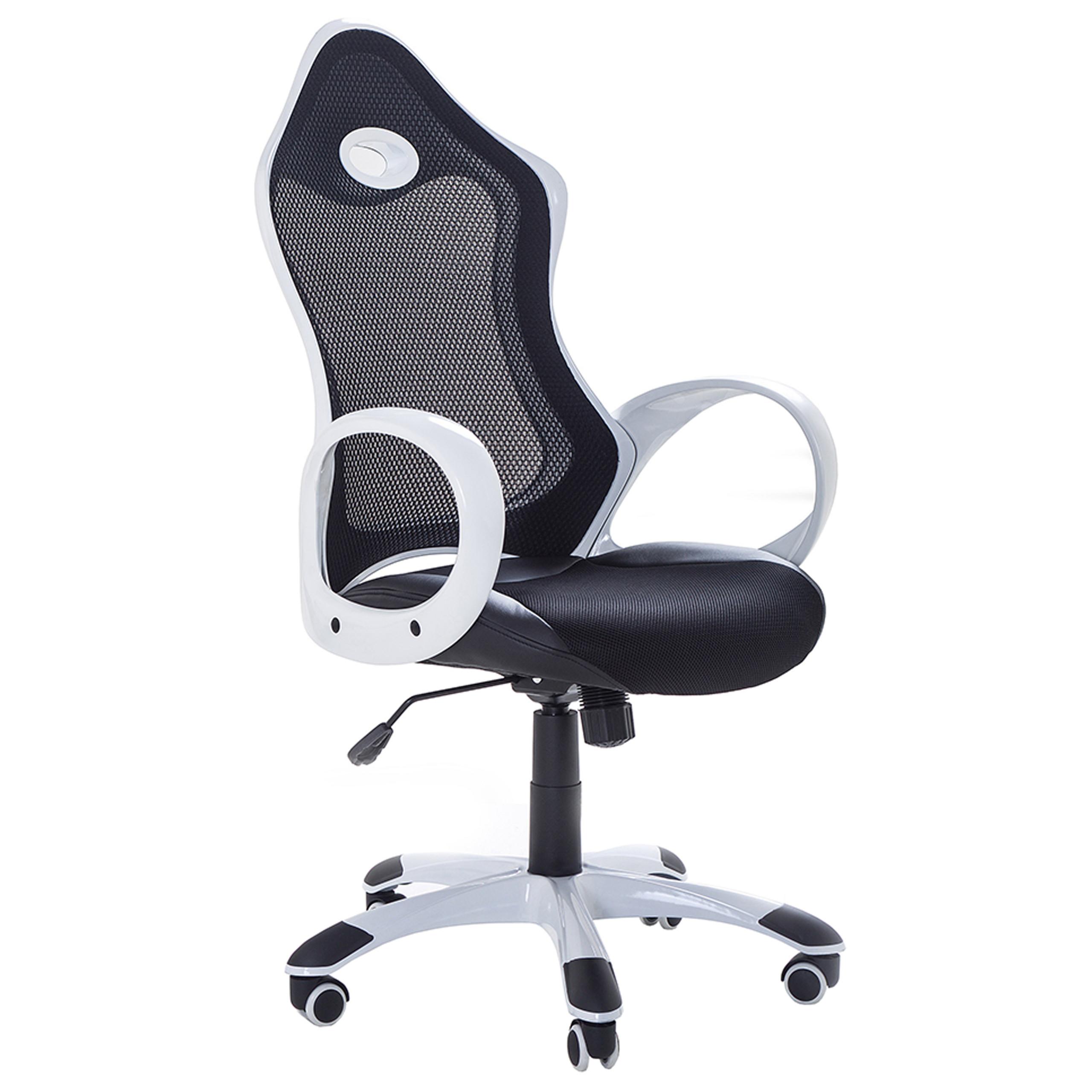 BÜROSTUHL Polyester Schwarz-Weiß Ichair - Schwarz, Kunststoff/Textil (67/109/67cm) - Beliani